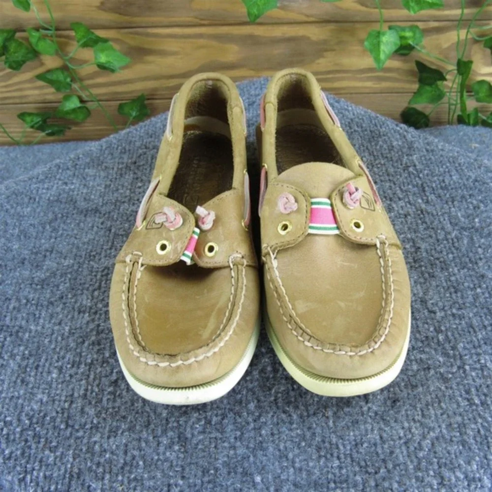SPERRY Women's Laceless Boat Shoe Brown Leather Sz 6.5 Medium Gently‎ Used 2025